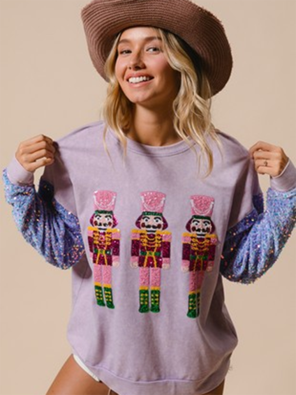 Sweatshirts - Festive Sequin Sweatshirt December Fashion Sweater