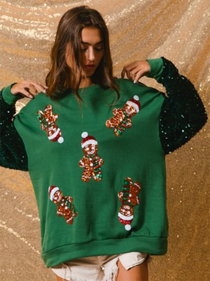 Sweatshirts - Festive Sequin Sweatshirt December Fashion Sweater