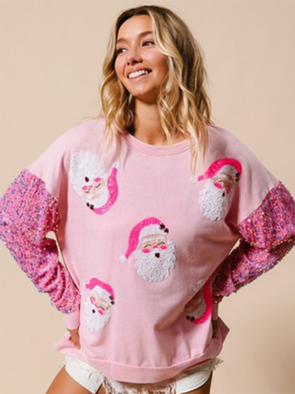 Sweatshirts - Festive Sequin Sweatshirt December Fashion Sweater