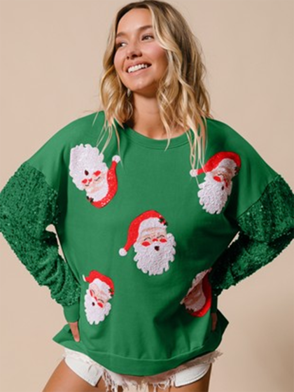 Sweatshirts - Festive Sequin Sweatshirt December Fashion Sweater