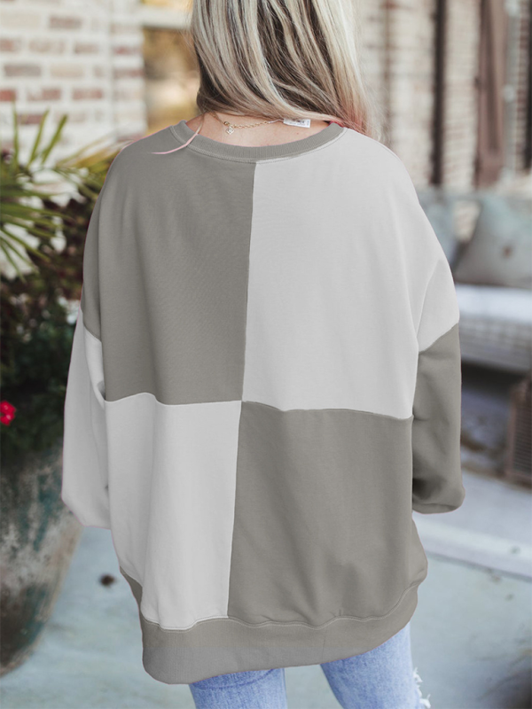 Sweatshirts - High-Low Seam Color Block Front Button Sweatshirt