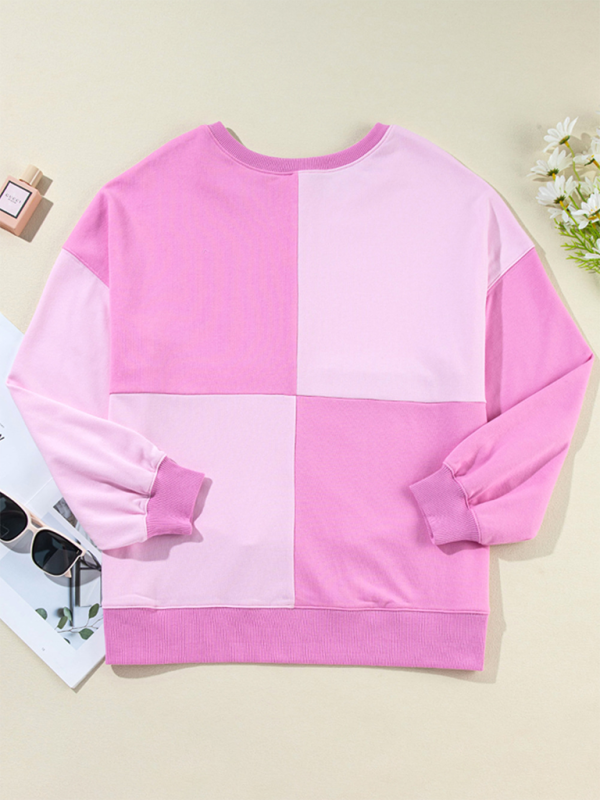 Sweatshirts - High-Low Seam Color Block Front Button Sweatshirt