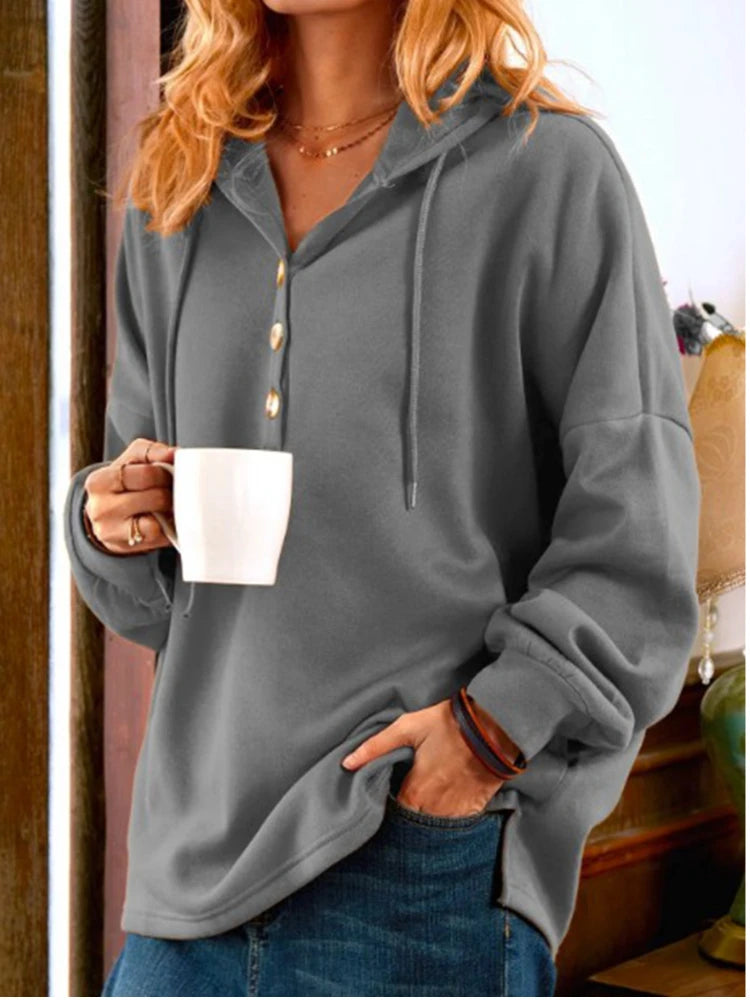 Sweatshirts & Hoodies - Caramel Cozy Hoodie Loose Fit Sweatshirt