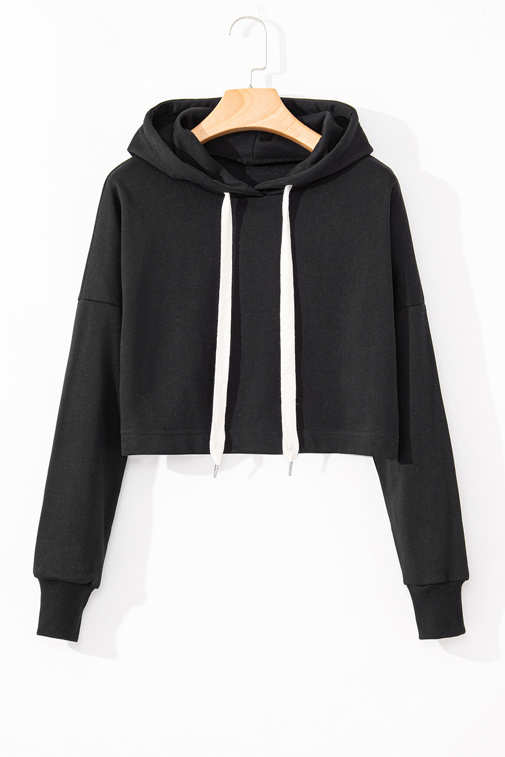 Sweatshirts & Hoodies - Cropped Hoodie with Drawstring Style