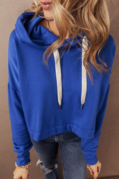 Sweatshirts & Hoodies - Cropped Hoodie with Drawstring Style