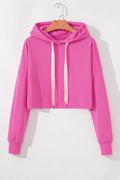 Sweatshirts & Hoodies - Cropped Hoodie with Drawstring Style