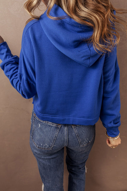 Sweatshirts & Hoodies - Cropped Hoodie with Drawstring Style