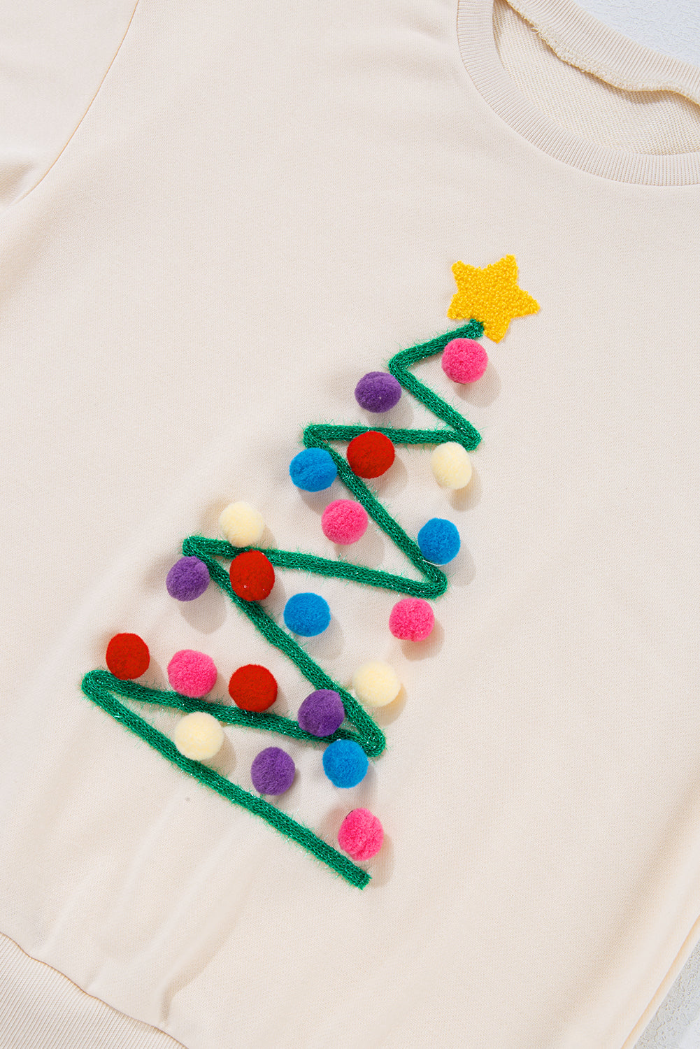 Sweatshirts & Hoodies - Festive Pom-Pom Christmas Tree Sweatshirt Holiday Top