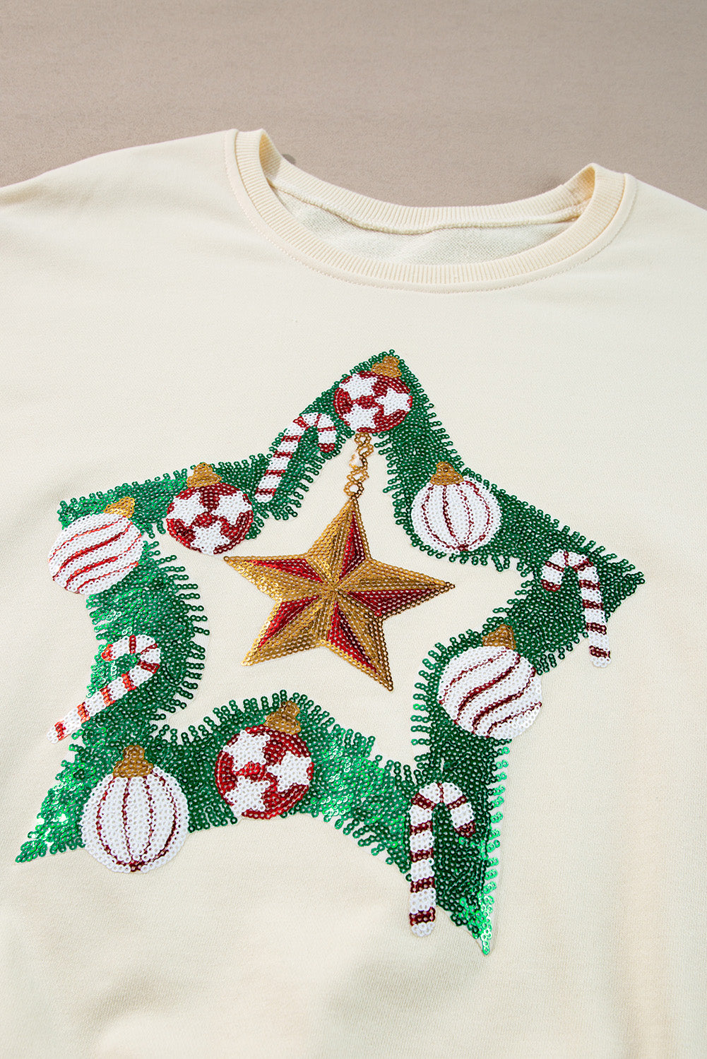 Sweatshirts & Hoodies - Festive Tinsel Star Colorblock Christmas Sweatshirt