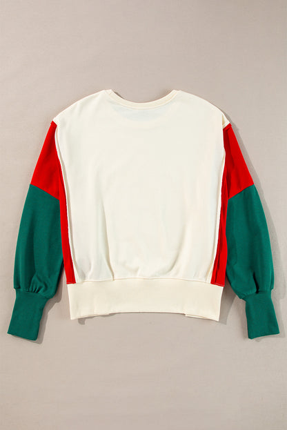 Sweatshirts & Hoodies - Festive Tinsel Star Colorblock Christmas Sweatshirt