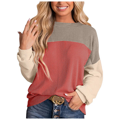 Sweatshirts & Hoodies - Modern Ribbed Dropped Shoulder Color Block Sweatshirt