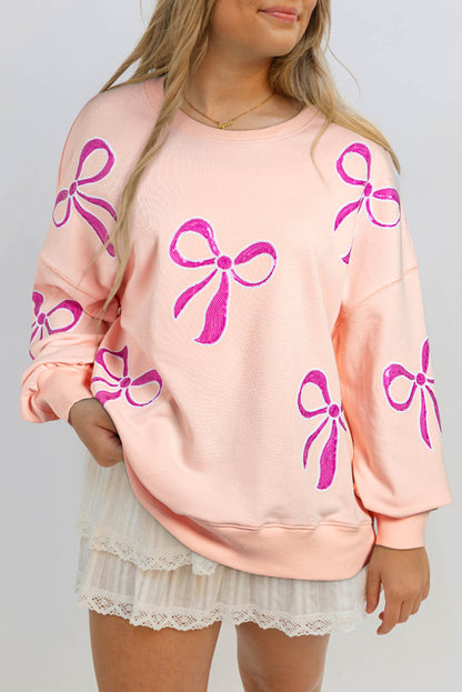 Sweatshirts & Hoodies - Oversized Sweatshirt with Sequined Bows