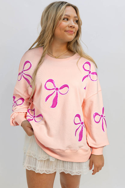 Sweatshirts & Hoodies - Oversized Sweatshirt with Sequined Bows