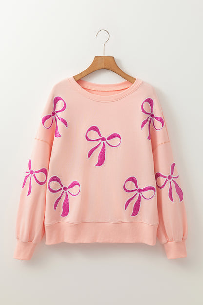 Sweatshirts & Hoodies - Oversized Sweatshirt with Sequined Bows