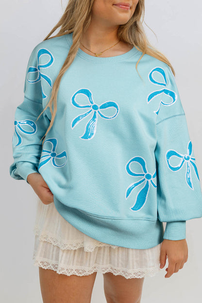 Sweatshirts & Hoodies - Oversized Sweatshirt with Sequined Bows