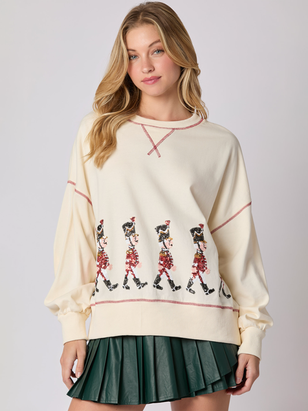 Sweatshirts - Sequin Soldier Christmas Sweater Holiday Sweatshirt