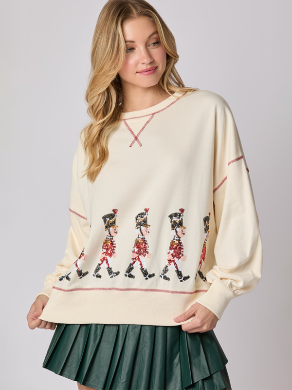 Sweatshirts - Sequin Soldier Christmas Sweater Holiday Sweatshirt