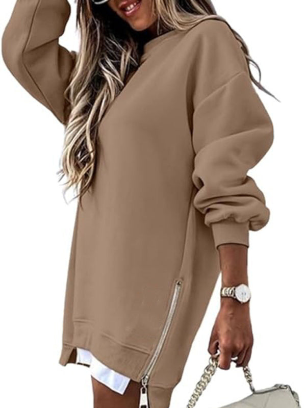 Sweatshirts - Zip-Side Sweatshirt Loose Pullover