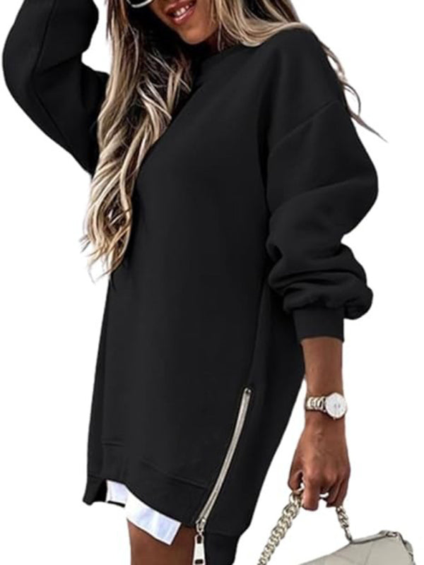 Sweatshirts - Zip-Side Sweatshirt Loose Pullover