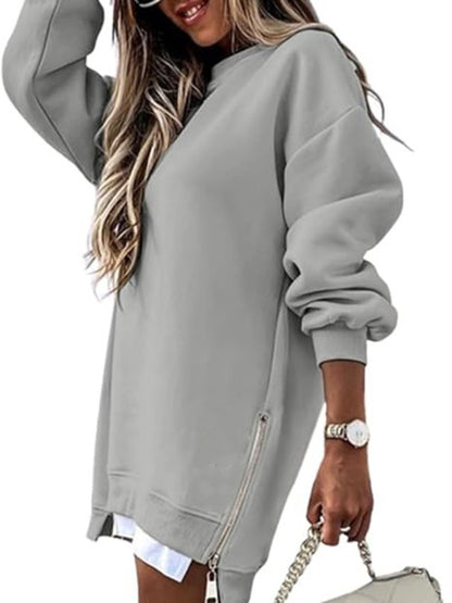 Sweatshirts - Zip-Side Sweatshirt Loose Pullover