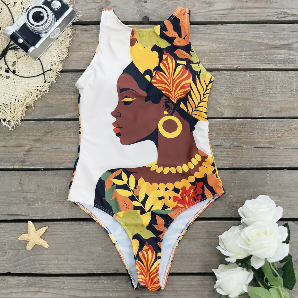 Swimsuits - Exotic Bird Pattern One Piece Swimsuit for Women