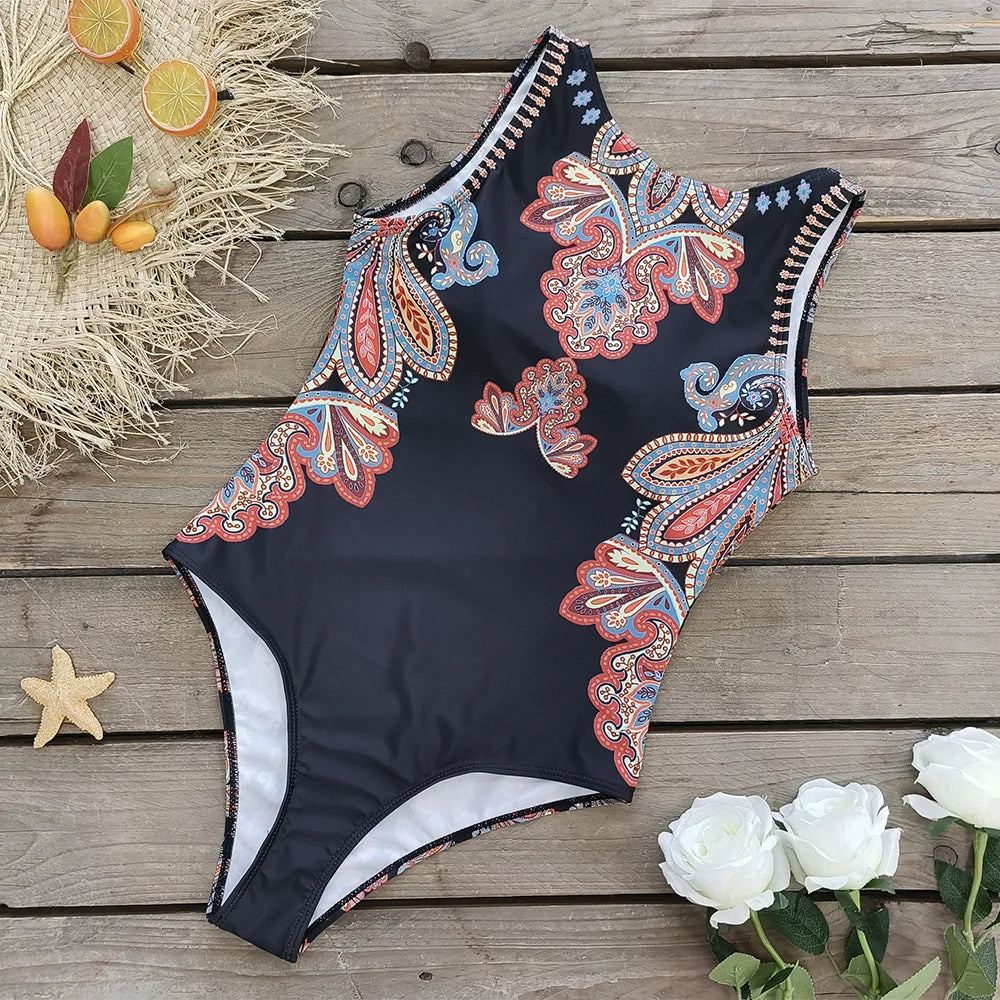 Swimsuits - Exotic Bird Pattern One Piece Swimsuit for Women