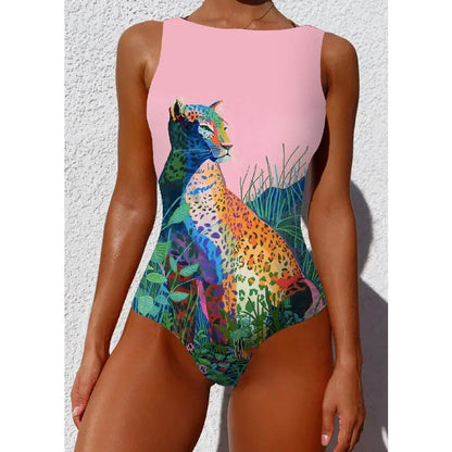 Swimsuits - Exotic Bird Pattern One Piece Swimsuit for Women