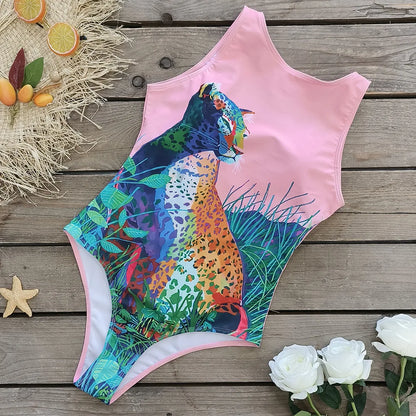 Swimsuits - Exotic Bird Pattern One Piece Swimsuit for Women