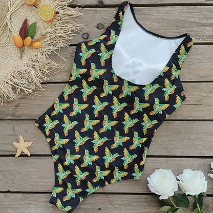 Swimsuits - Exotic Bird Pattern One Piece Swimsuit for Women