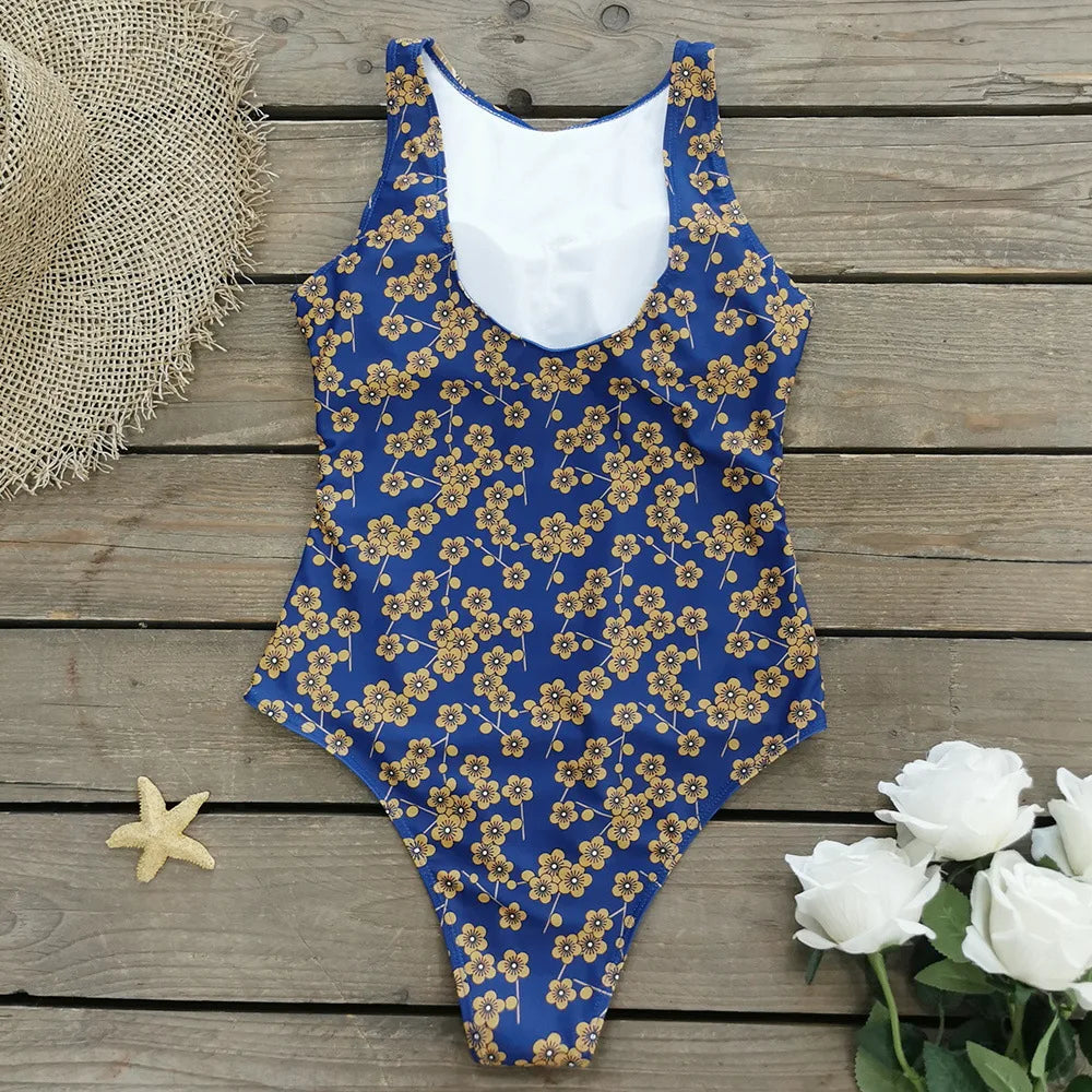 Swimsuits - Exotic Bird Pattern One Piece Swimsuit for Women