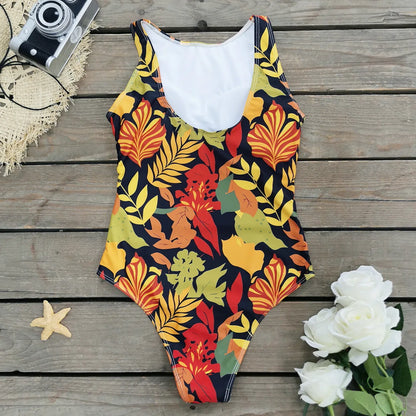 Swimsuits - Exotic Bird Pattern One Piece Swimsuit for Women