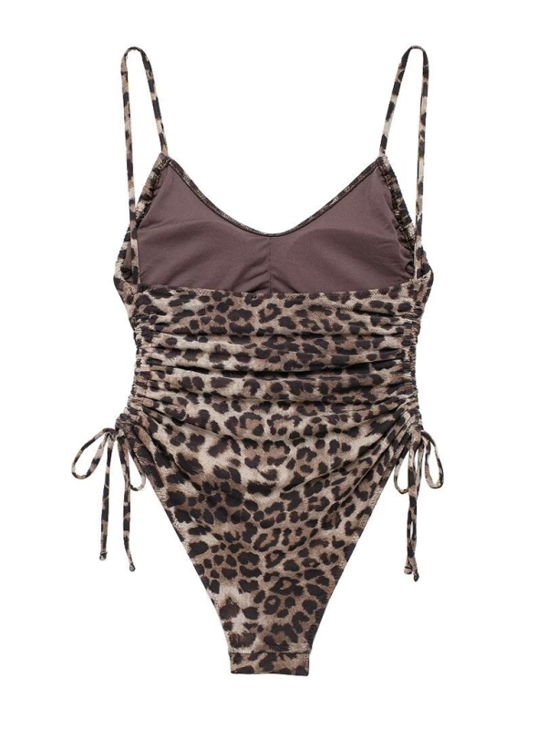 Swimsuits - Leopard Print One-Piece Woman's Swimwear for Beach Days