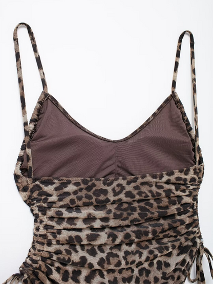 Swimsuits - Leopard Print One-Piece Woman's Swimwear for Beach Days