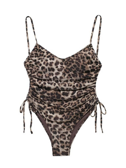 Swimsuits - Leopard Print One-Piece Woman's Swimwear for Beach Days