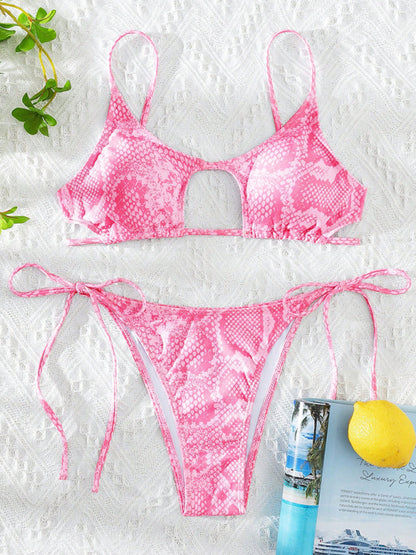 Swimsuits - Vibrant Pink Snake Bikini 2-Piece Swimsuit