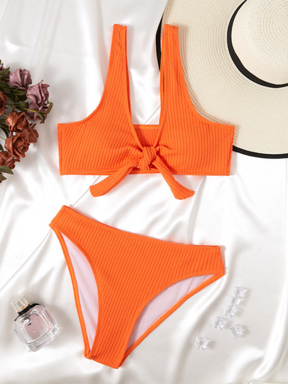 Swimsuits- Women's 2 Piece Mid-Waist Bikini Set for Beach Vacations- - Pekosa Women Fashion