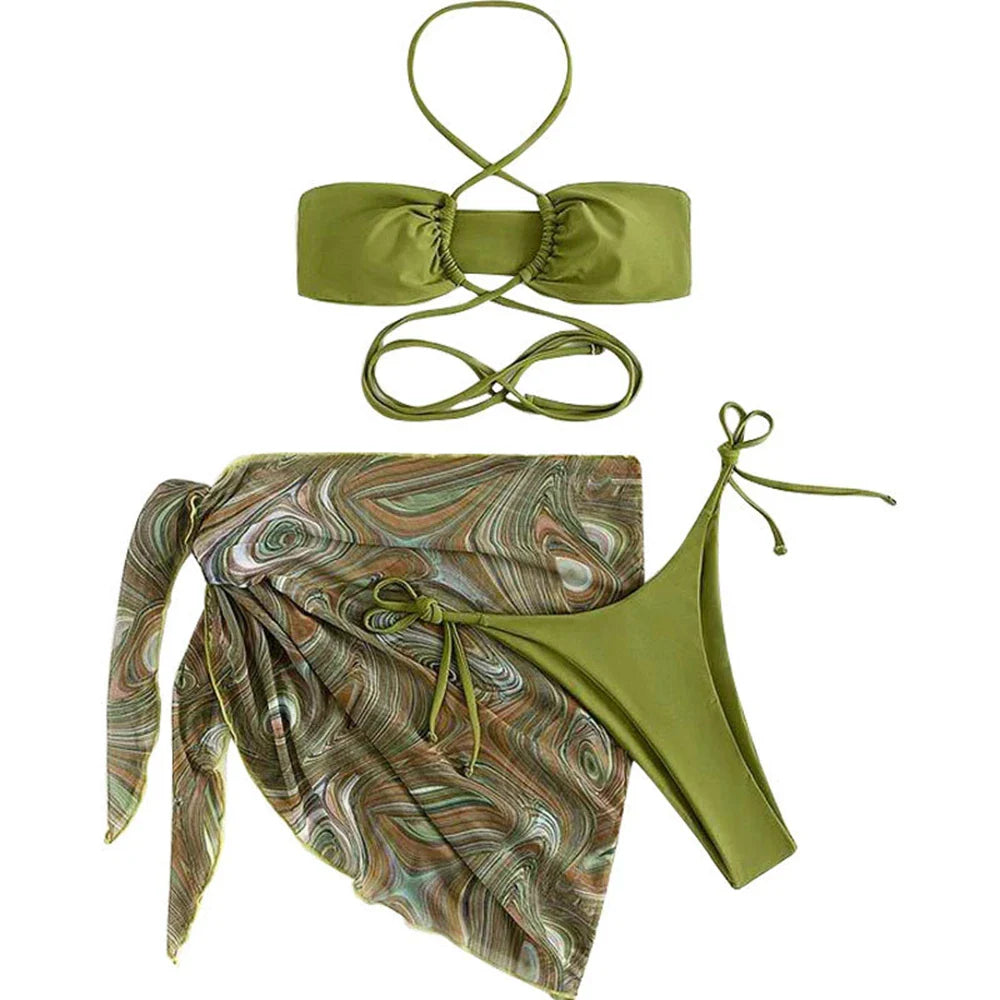 2-teiliges Bikini-Set mit elegantem, marmoriertem Überzug