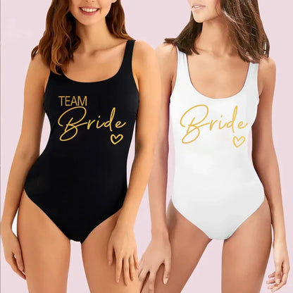 Swimwear- Bride Squad Women's Team Bride Print Swimwear- - Pekosa Women Fashion