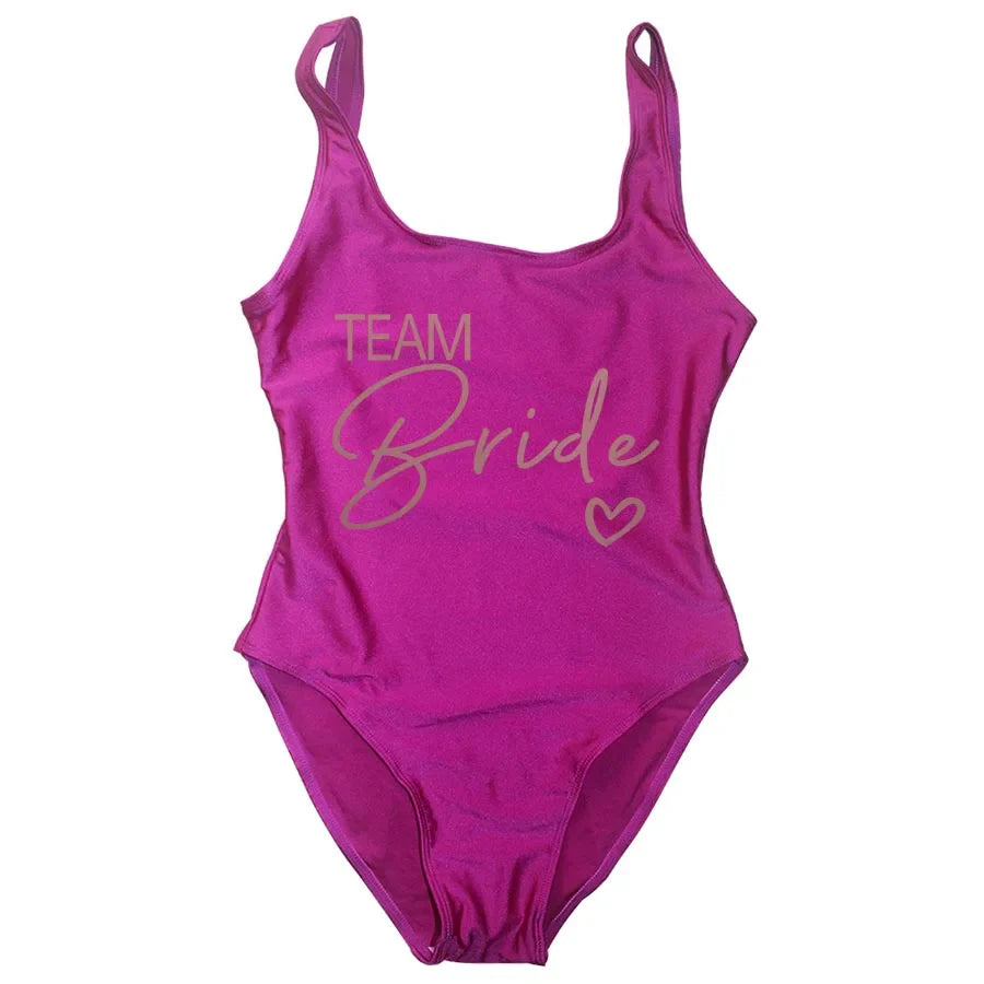 Swimwear- Bride Squad Women's Team Bride Print Swimwear- - Pekosa Women Fashion