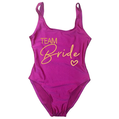 Swimwear- Bride Squad Women's Team Bride Print Swimwear- - Pekosa Women Fashion