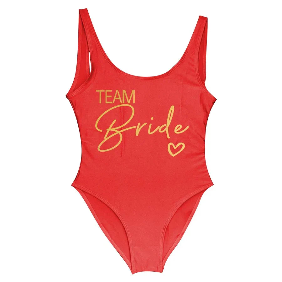 Swimwear- Bride Squad Women's Team Bride Print Swimwear- - Pekosa Women Fashion