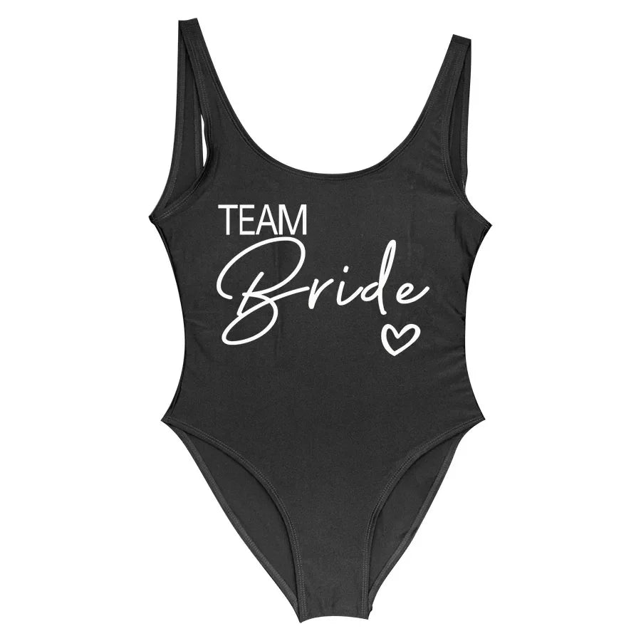 Swimwear- Bride Squad Women's Team Bride Print Swimwear- - Pekosa Women Fashion