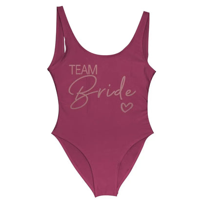 Swimwear- Bride Squad Women's Team Bride Print Swimwear- wine team3- Pekosa Women Fashion