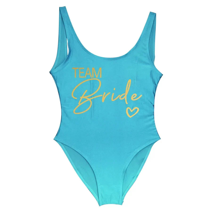 Swimwear- Bride Squad Women's Team Bride Print Swimwear- - Pekosa Women Fashion