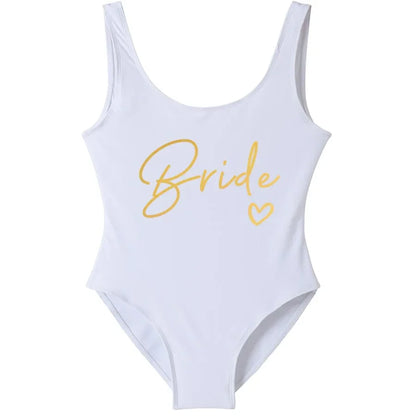 Swimwear- Bride Squad Women's Team Bride Print Swimwear- bride2- Pekosa Women Fashion