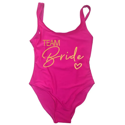 Swimwear- Bride Squad Women's Team Bride Print Swimwear- - Pekosa Women Fashion