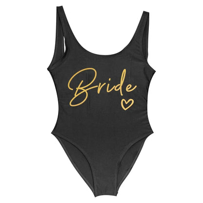 Swimwear- Bride Squad Women's Team Bride Print Swimwear- black bride2- Pekosa Women Fashion