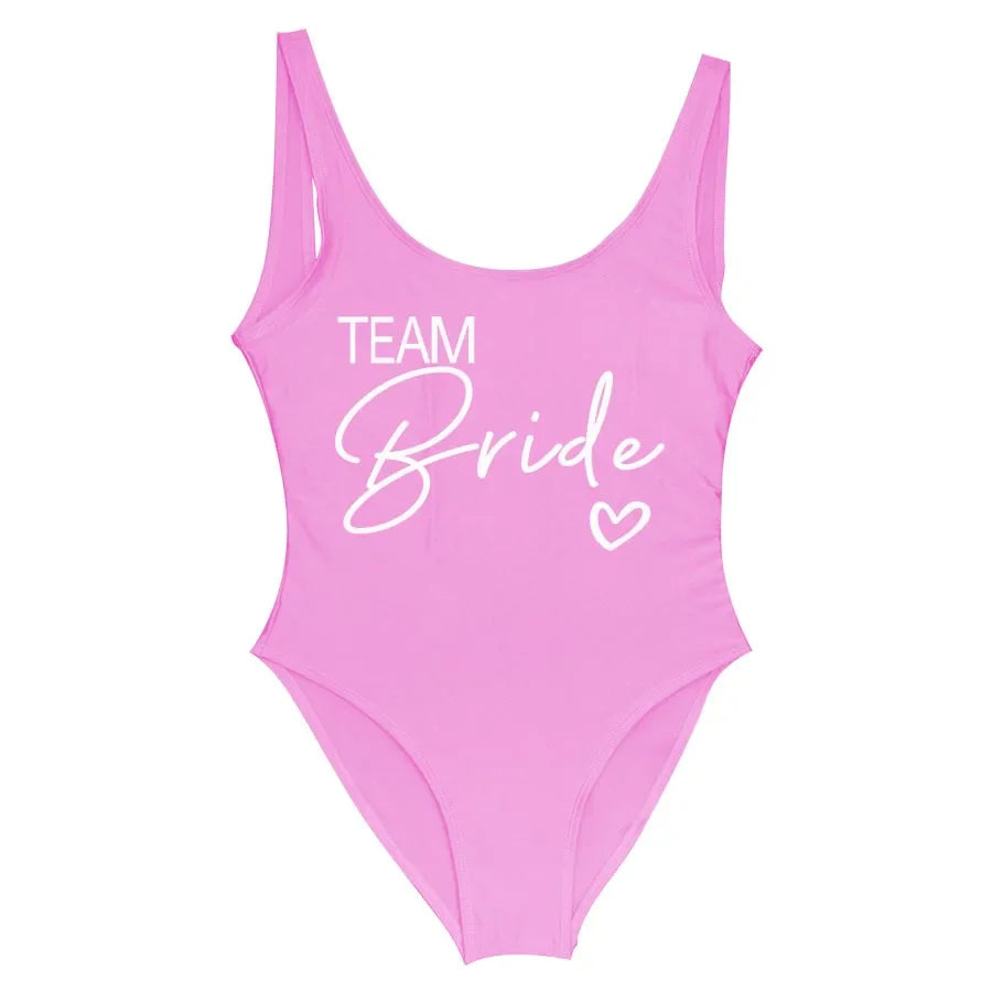 Swimwear- Bride Squad Women's Team Bride Print Swimwear- - Pekosa Women Fashion