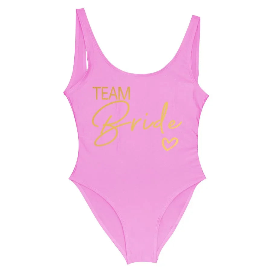 Swimwear- Bride Squad Women's Team Bride Print Swimwear- - Pekosa Women Fashion