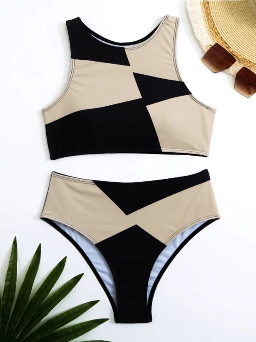 Swimwear - Checker Charm Sportive Swimwear